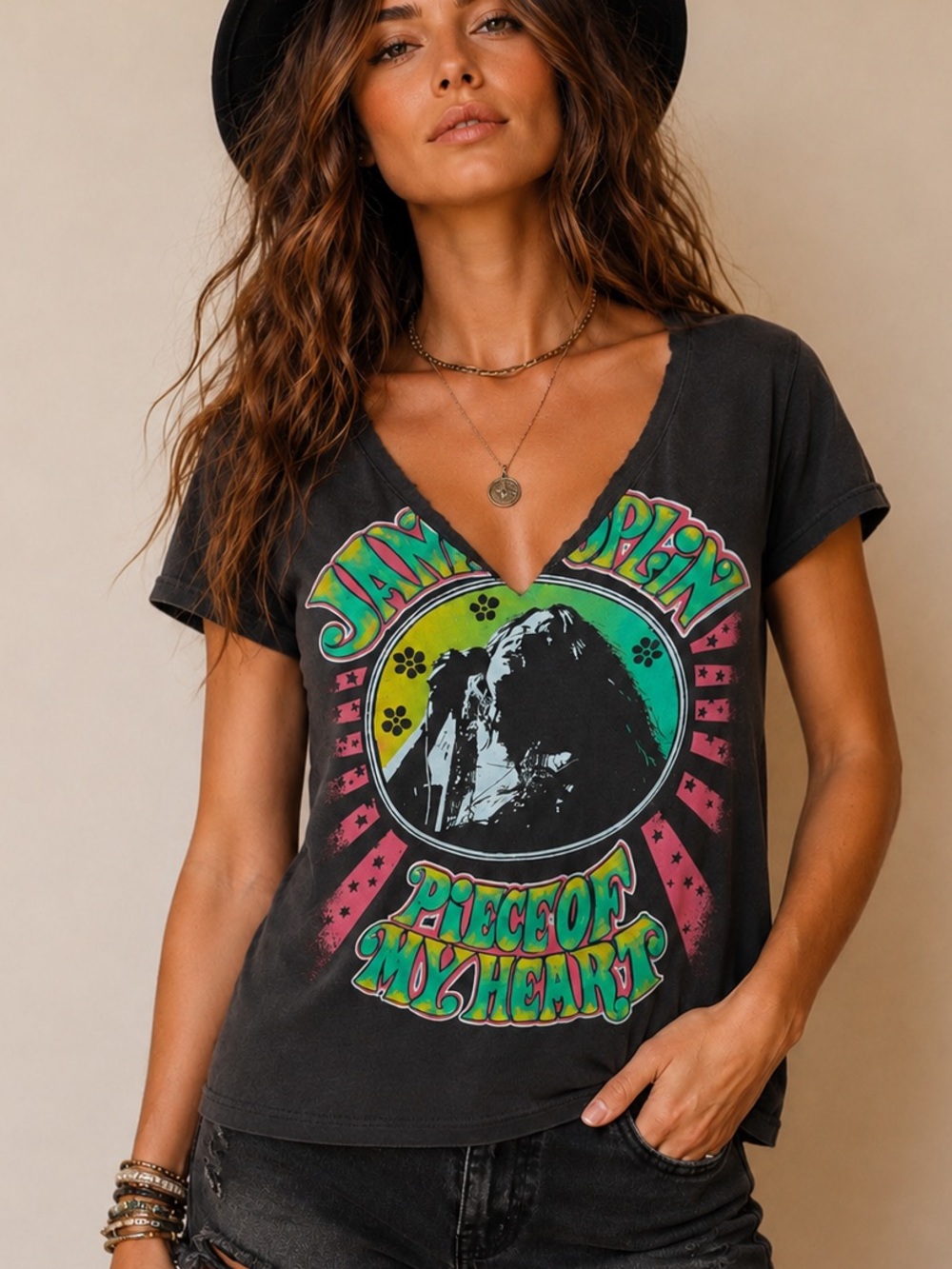 Daydreamer LA Janis Joplin Piece of My Heart Tour Tee Small EUC Rock Band Tee